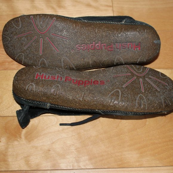 Black Womens Hush Puppies Slip On Shoes with Ties Size 8 - Picture 3 of 4